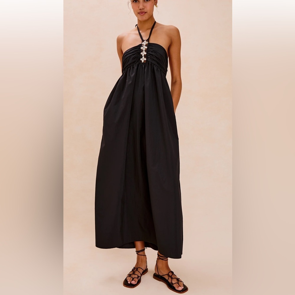 Rails Palazzo Front Shell Detailing Flattering Fit Strapless Maxi Dress Xs L#28